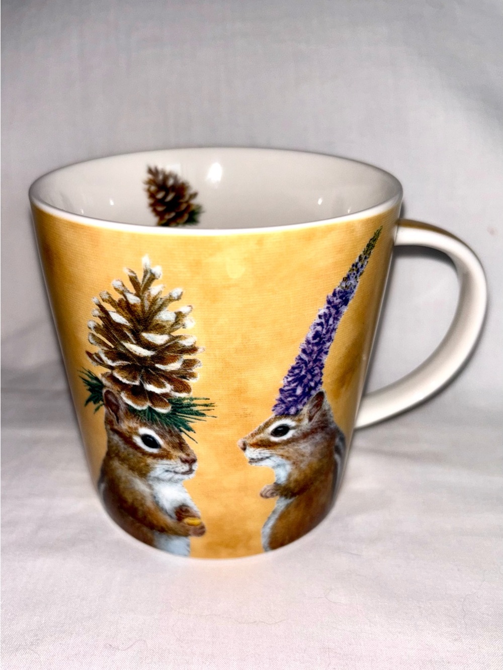Chipmunk Courtship Mug PPD Paper Products Design Vicki Sawyer Pine Cone Lupin